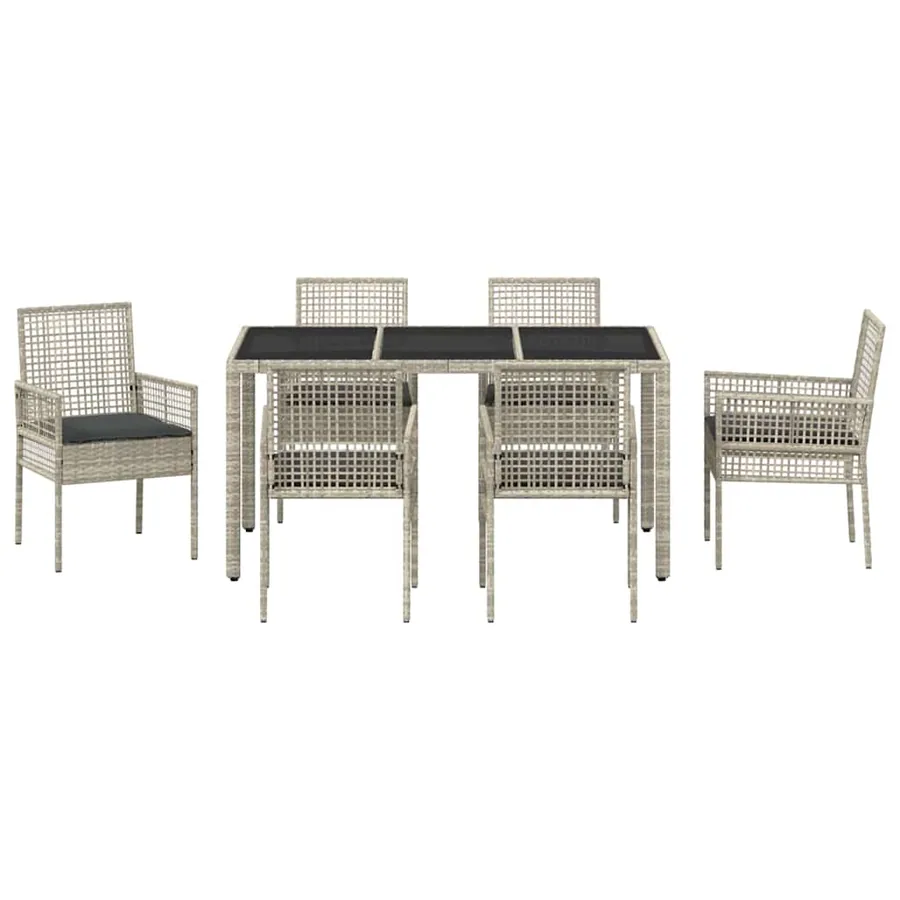 Ensemble de salle à manger pour jardin 7 pcs Gris clair - 7
