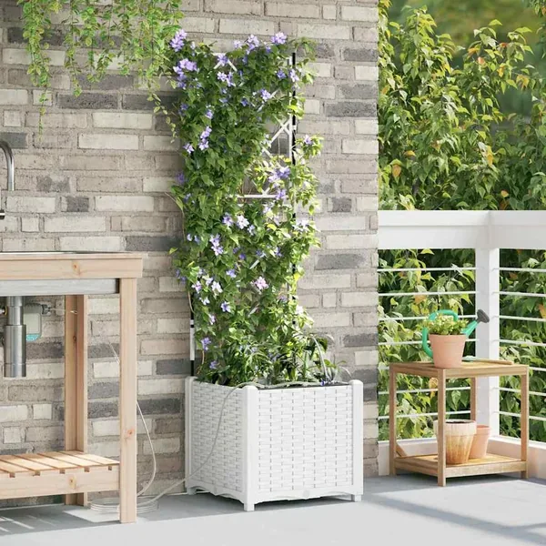 Cache-pot de jardin Blanc 40 x 40 x 142 cm PP