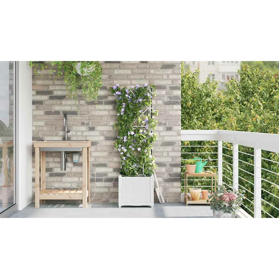 Cache-pot de jardin Blanc 40 x 40 x 142 cm PP - 4