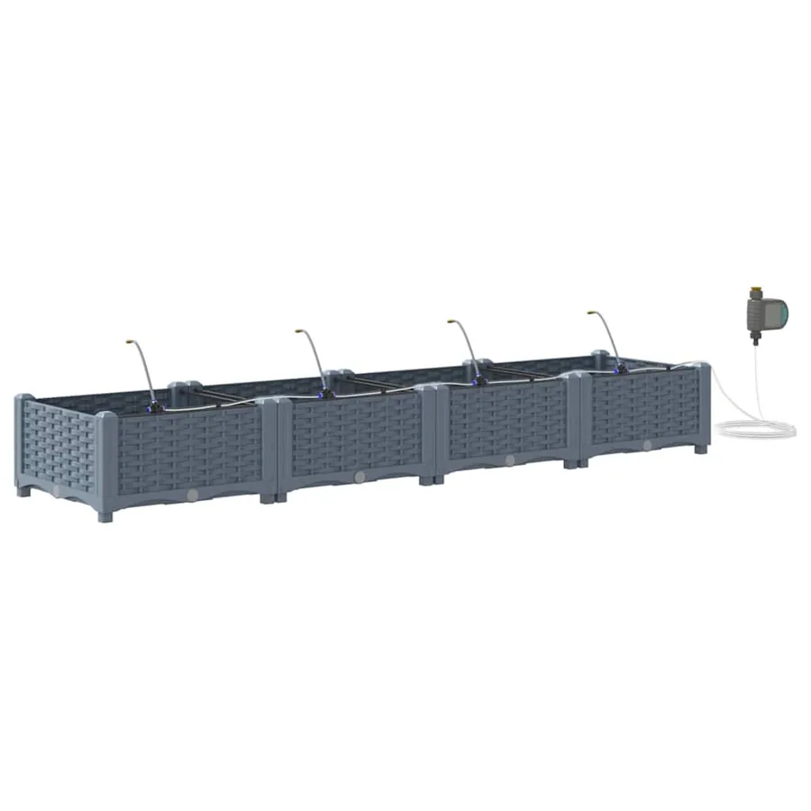 Cache-pot de jardin 4 pc Gris clair 160 x 40 x 22 cm PP - 2