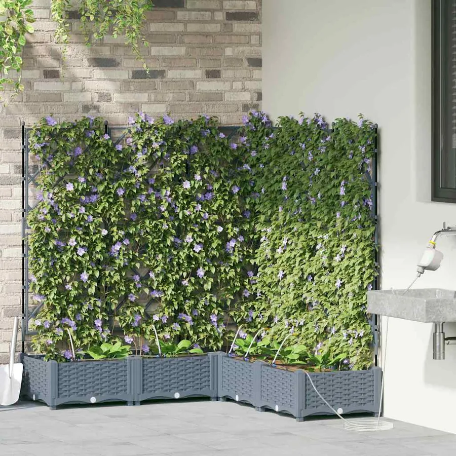 Cache-pot de jardin 5 pc Gris clair 120 x 120 x 126 cm PP - 3