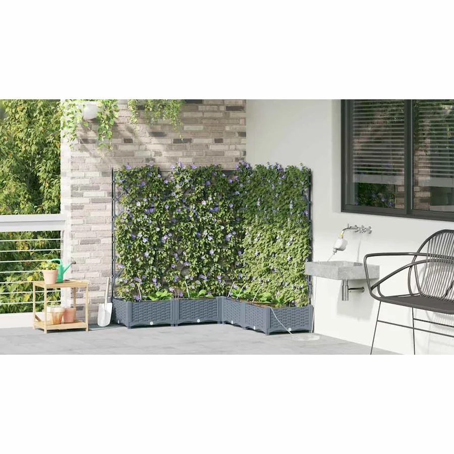 Cache-pot de jardin 5 pc Gris clair 120 x 120 x 126 cm PP - 4