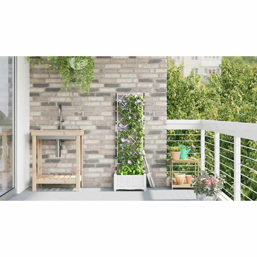 Cache-pot de jardin Blanc 40 x 40 x 125,5 cm PP - 4