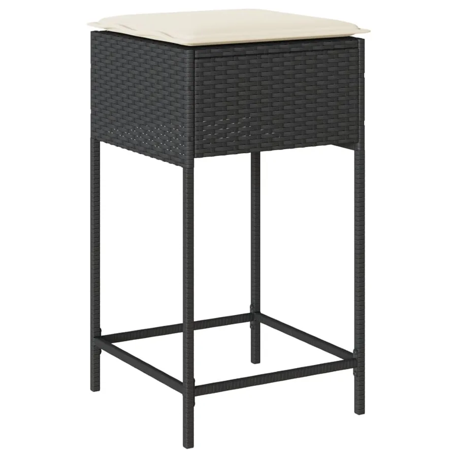 Ensemble de bar de jardin 3 pcs avec coussins noir poly rotin - 4