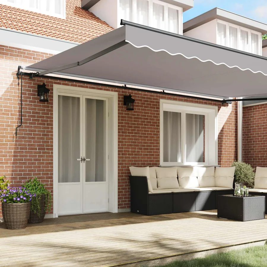 Auvent rétractable Gris clair 500 × 300 cm Tissu et Aluminium - 3