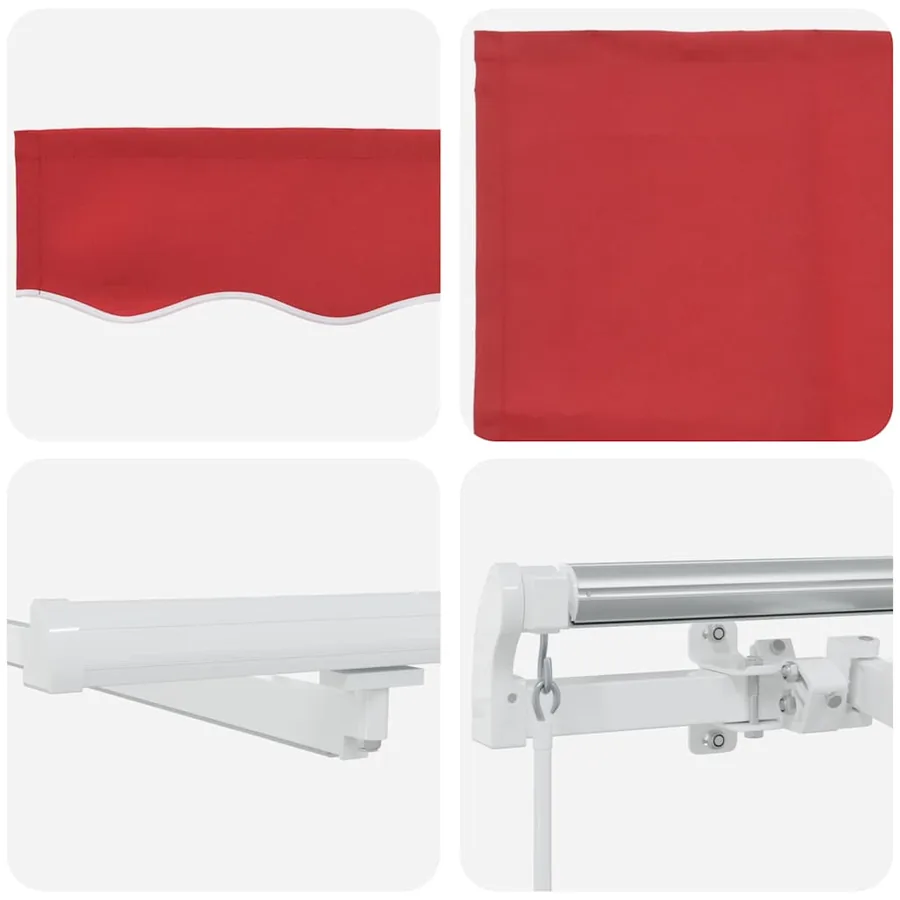 Auvent rétractable Rouge 400 × 300 cm Tissu et Aluminium - 10