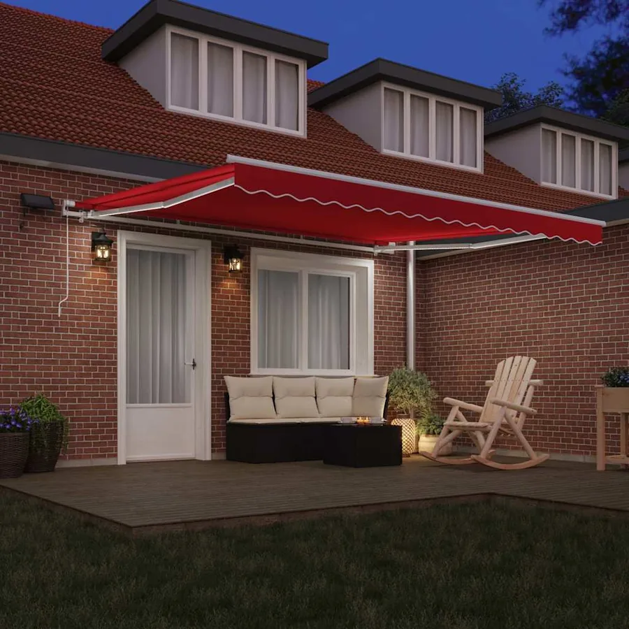 Auvent rétractable Rouge 400 × 300 cm Tissu et Aluminium - 3