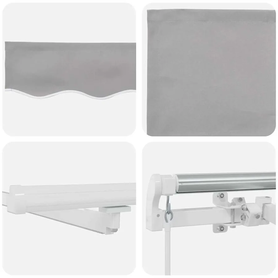 Auvent rétractable Gris clair 450 × 300 cm Tissu et Aluminium - 10