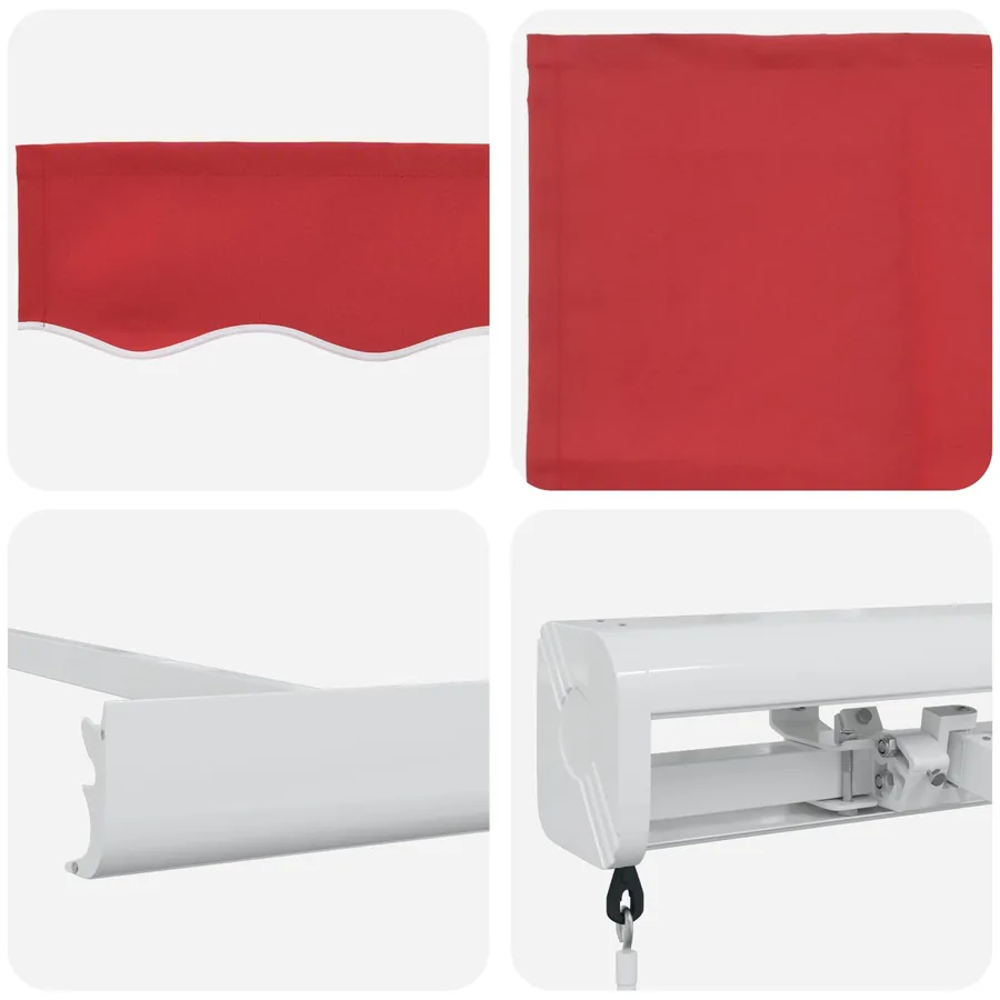 Auvent rétractable Rouge 300 x 250 cm Toile et Aluminium - 4