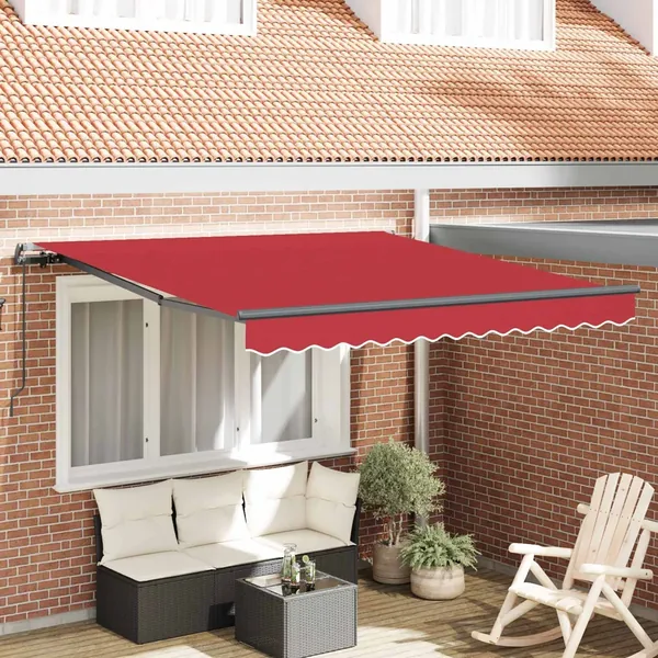 Auvent rétractable Rouge 300 x 250 cm Polyester et Aluminium