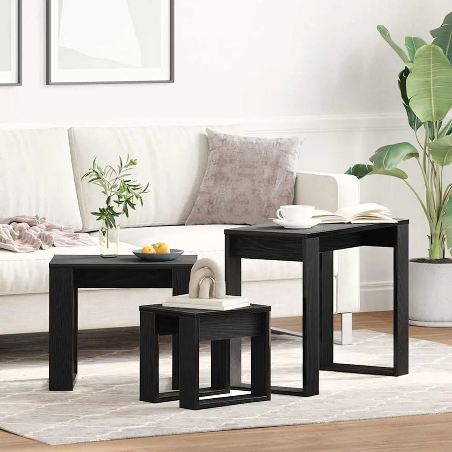 Tables gigognes 3 pcs Chêne noir Bois d'ingénierie