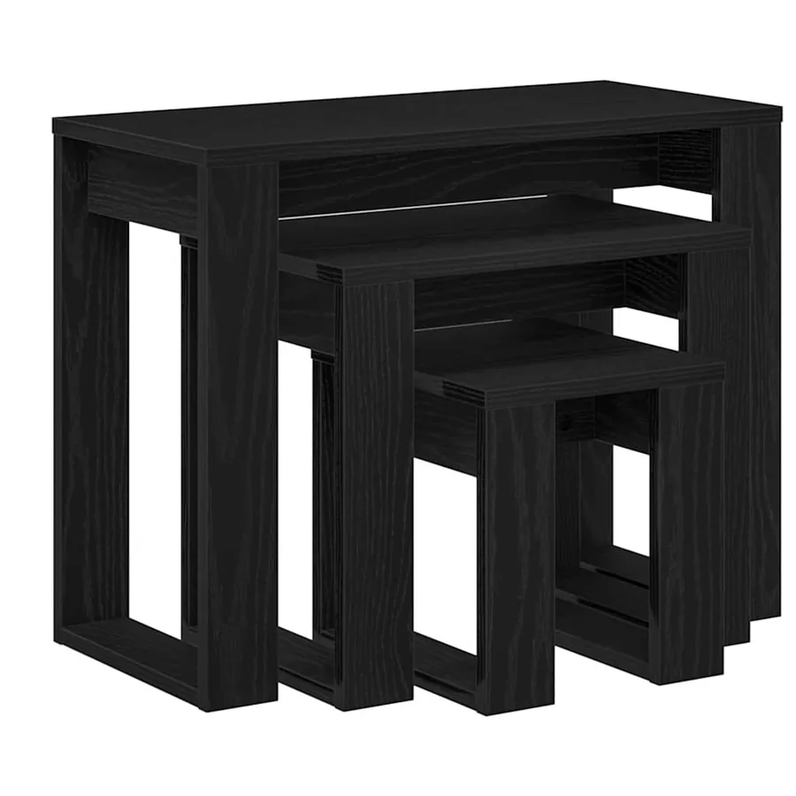 Tables gigognes 3 pcs Chêne noir Bois d'ingénierie - 2