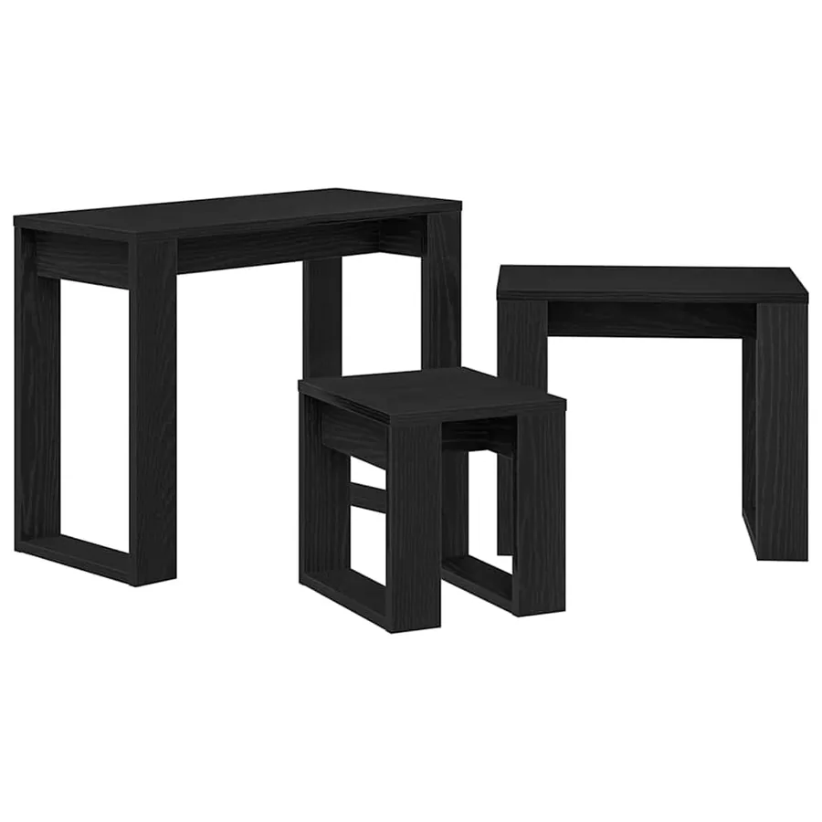 Tables gigognes 3 pcs Chêne noir Bois d'ingénierie - 5