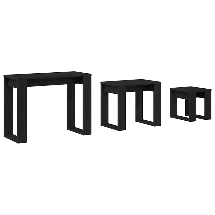 Tables gigognes 3 pcs Chêne noir Bois d'ingénierie - 6