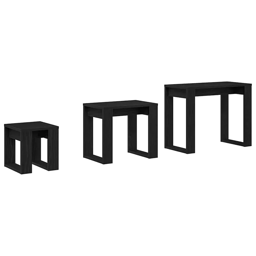 Tables gigognes 3 pcs Chêne noir Bois d'ingénierie - 7