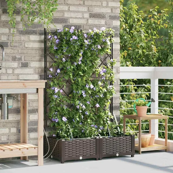 Cache-pot de jardin 2 pc Marron 80 x 40 x 126 cm PP