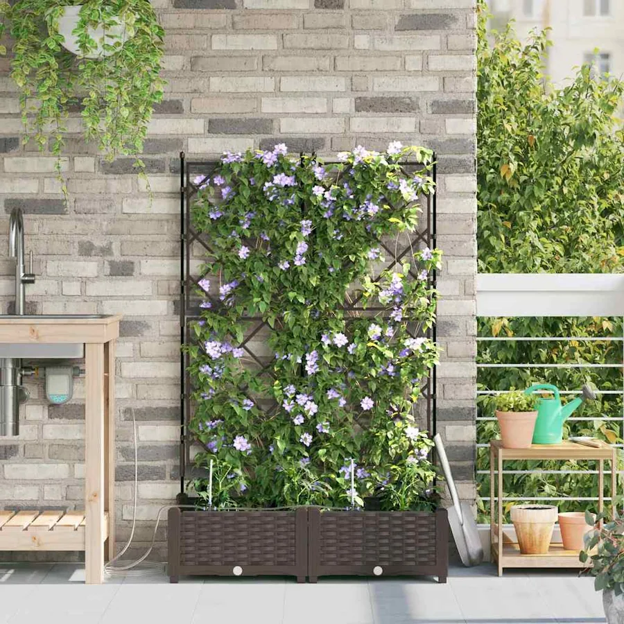 Cache-pot de jardin 2 pc Marron 80 x 40 x 126 cm PP - 3