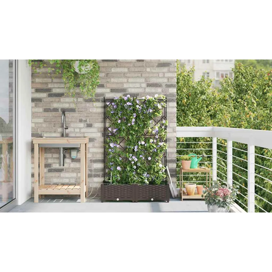 Cache-pot de jardin 2 pc Marron 80 x 40 x 126 cm PP - 4