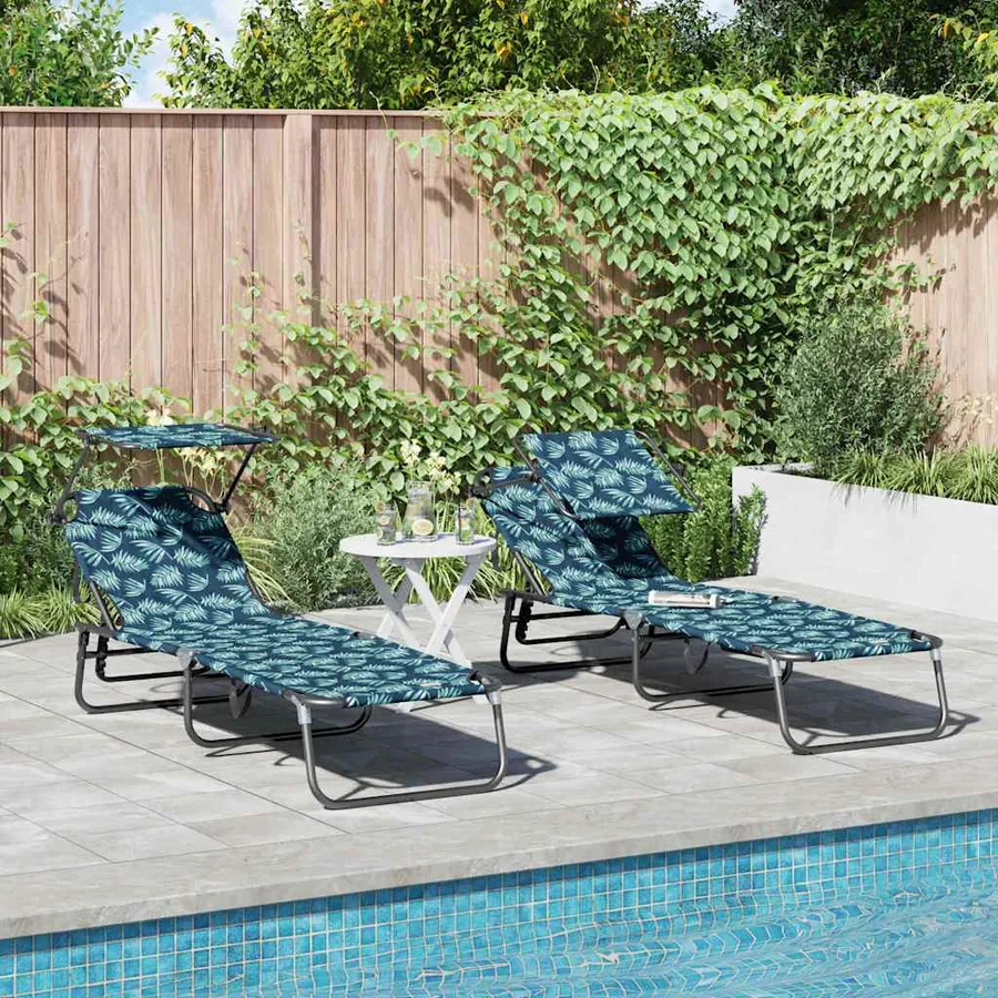 Chaise longue pliante 2 pcs Multicolore 190 x 57 x 81 cm oxford