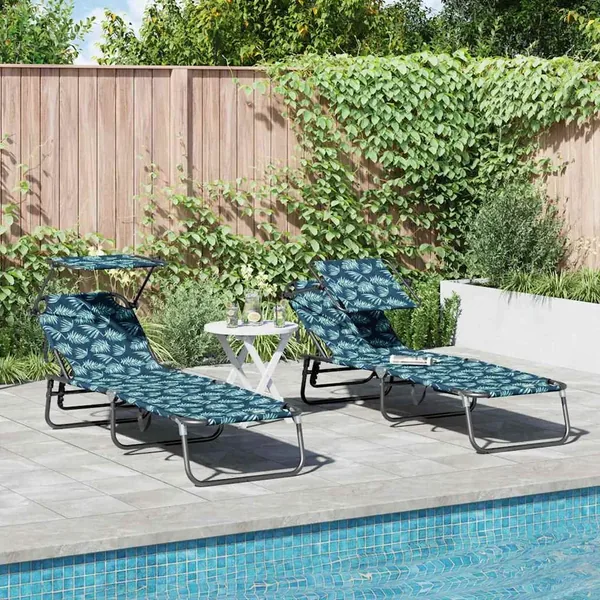 Chaise longue pliante 2 pcs Multicolore 190 x 57 x 81 cm oxford