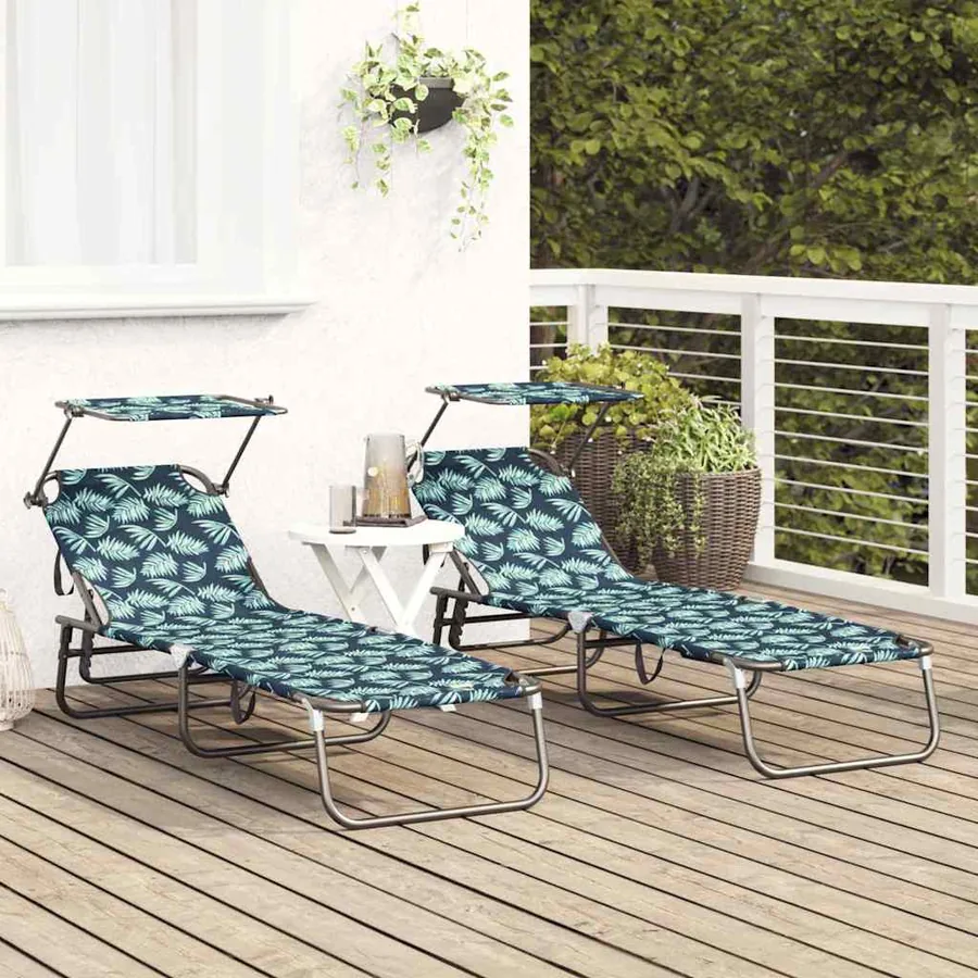 Chaise longue pliante 2 pcs Multicolore 190 x 57 x 81 cm oxford - 3