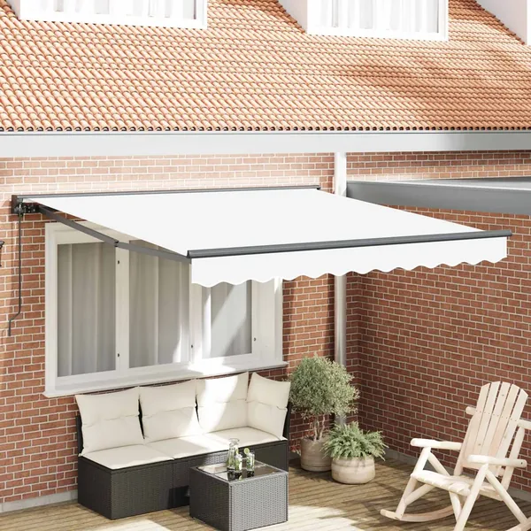 Cadre d'auvent Blanc 350 x 250 cm Polyester avec revêtement PU