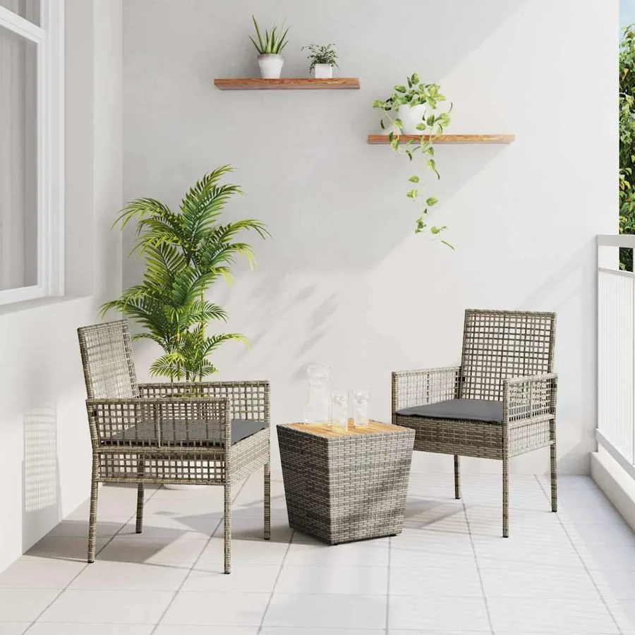 Ensemble bistro de jardin 3 pcs Gris polyrotin