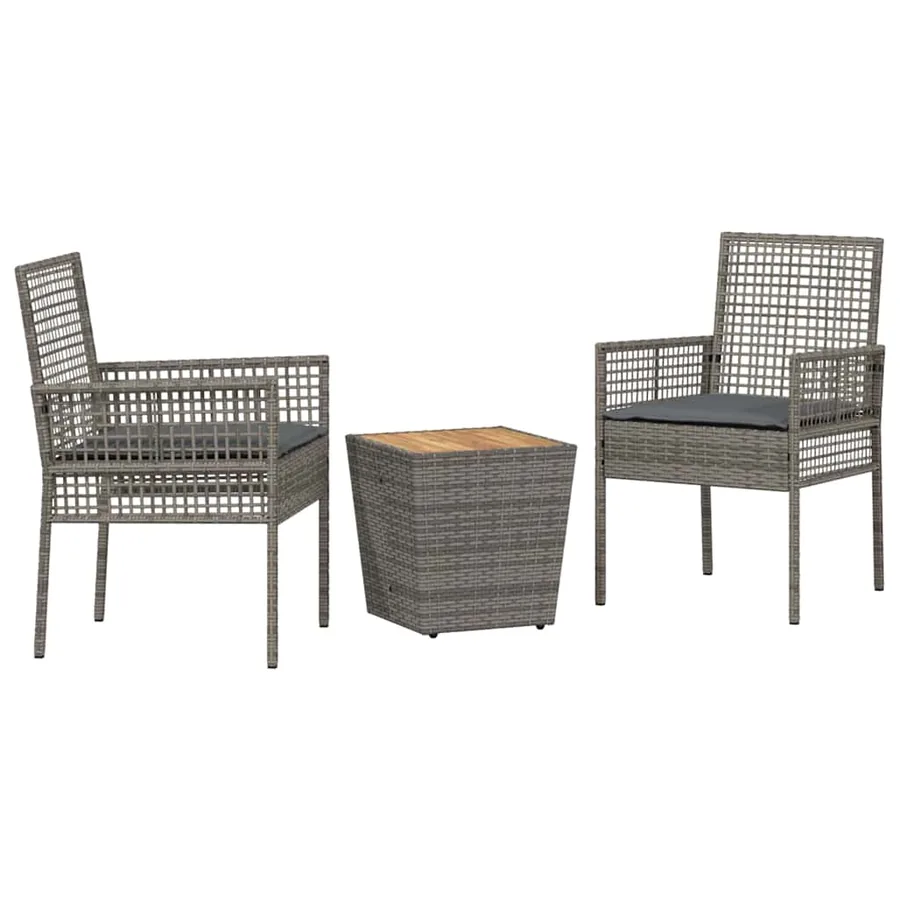 Ensemble bistro de jardin 3 pcs Gris polyrotin - 2