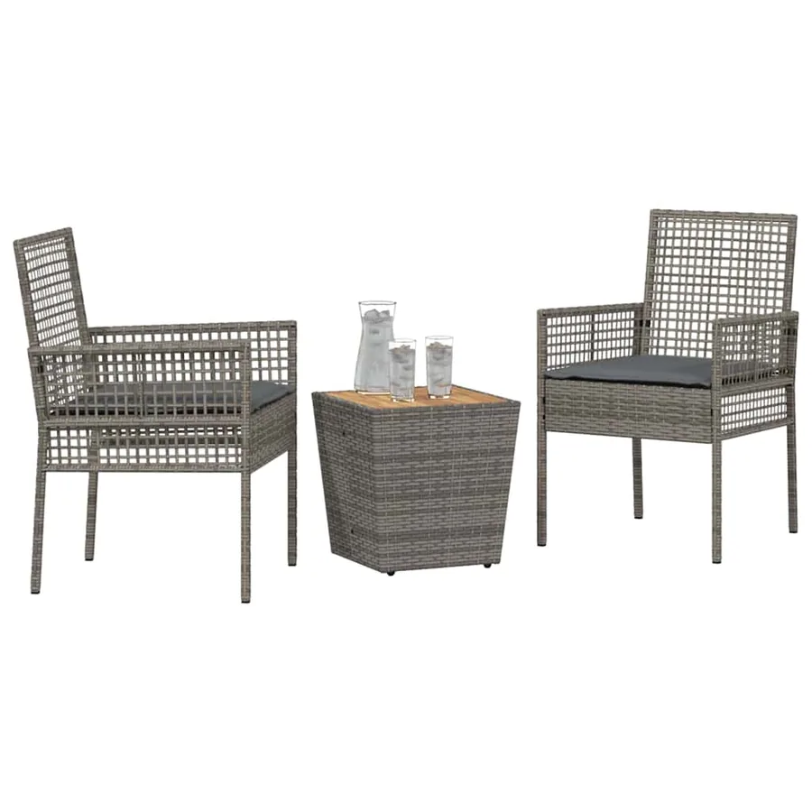 Ensemble bistro de jardin 3 pcs Gris polyrotin - 3