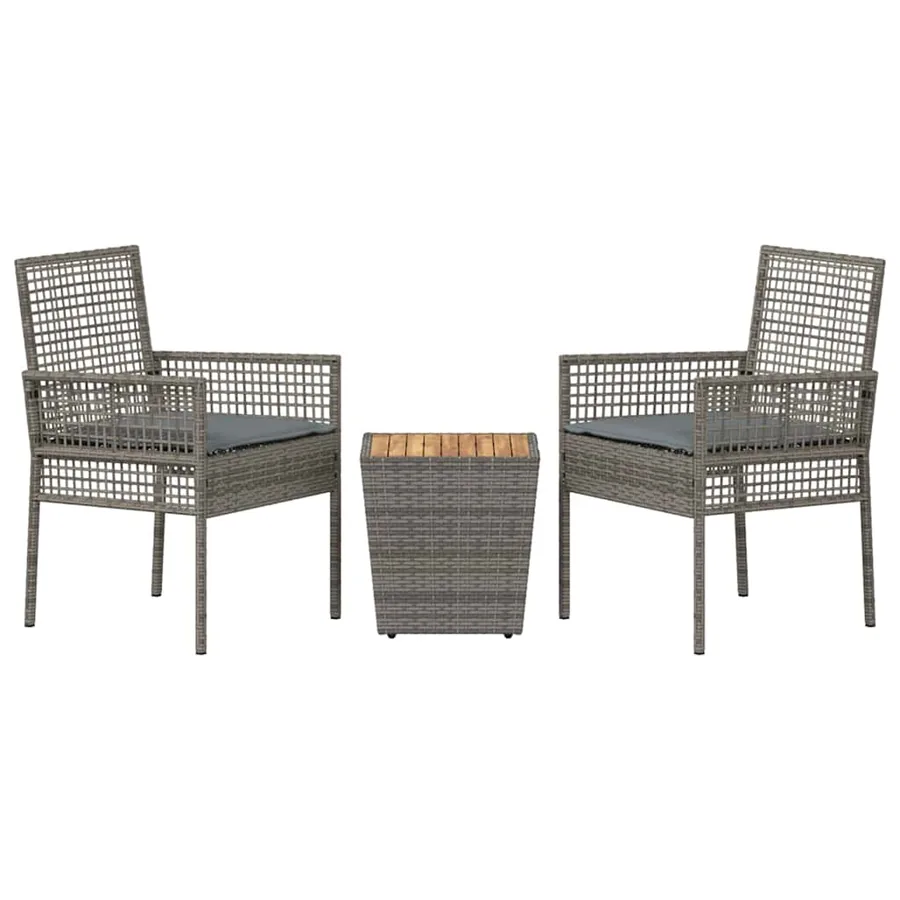 Ensemble bistro de jardin 3 pcs Gris polyrotin - 7