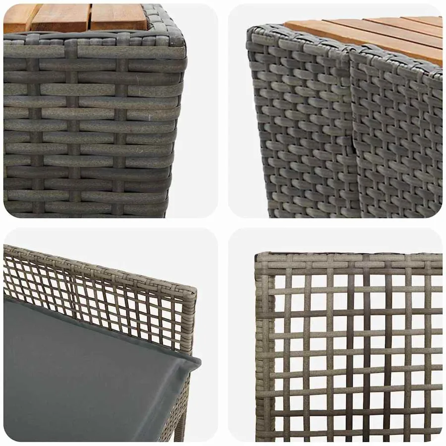 Ensemble bistro de jardin 3 pcs Gris polyrotin - 9