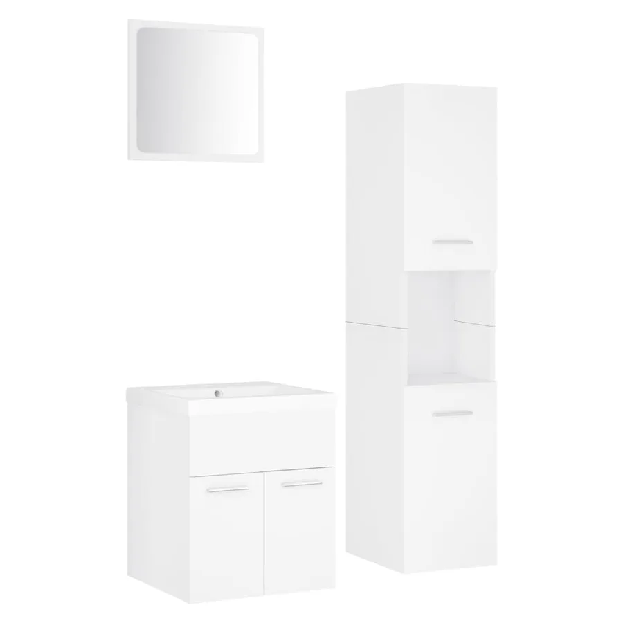 Ensemble de meubles de salle de bain Blanc Aggloméré - 2