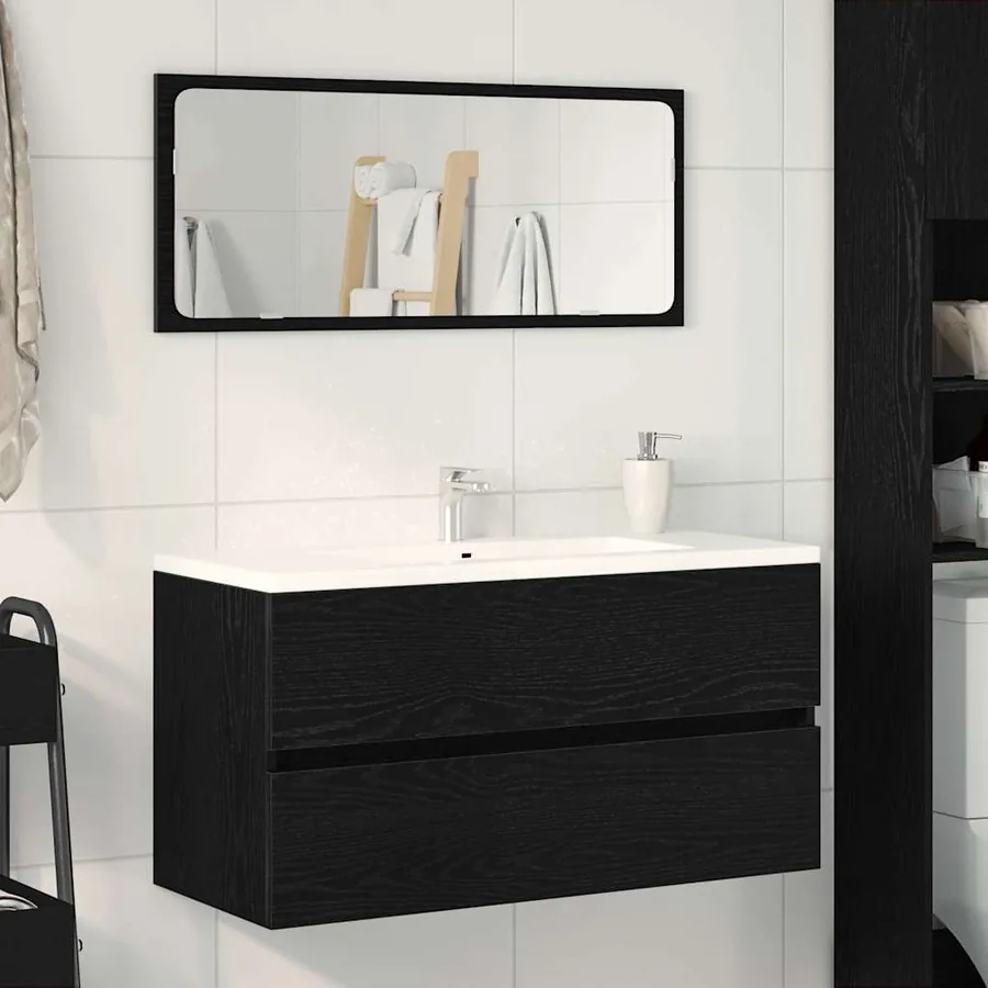 Meuble de Lavabo de Salle de Bain Chêne noir 90 x 38,5 x 45 cm