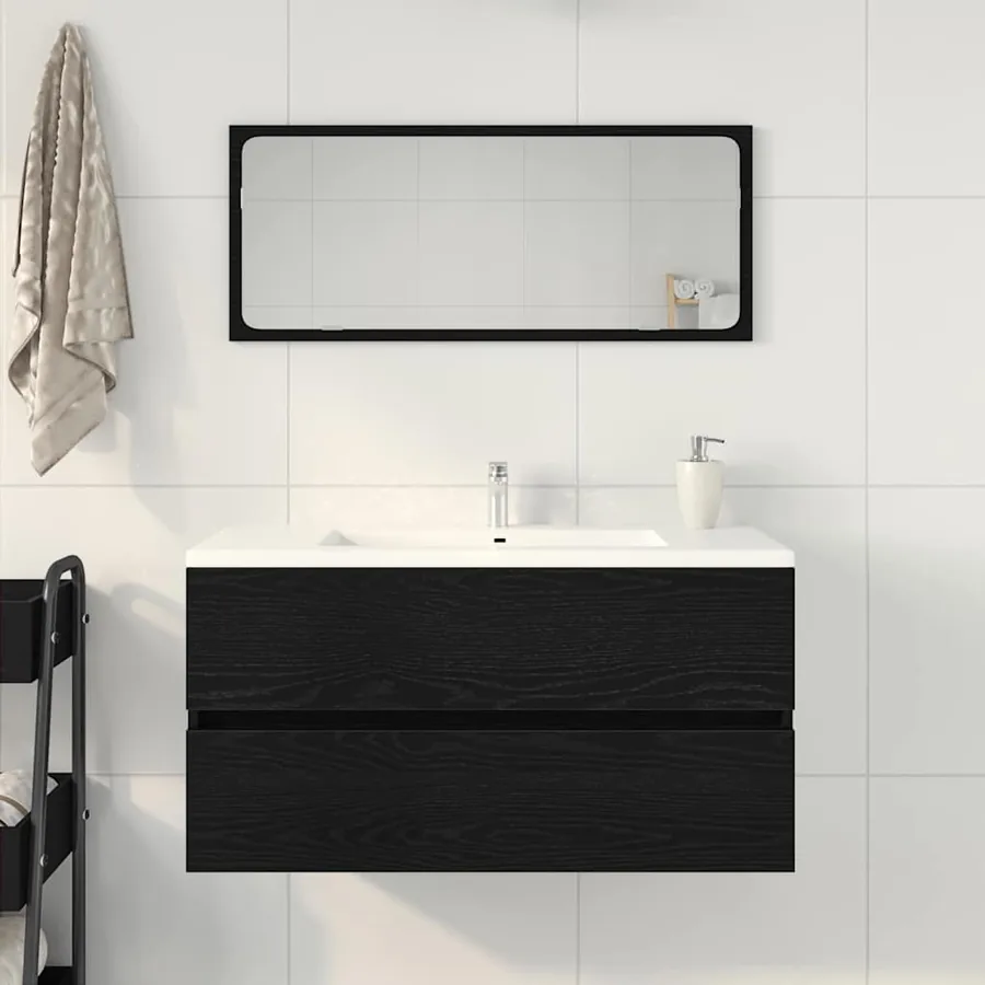 Meuble de Lavabo de Salle de Bain Chêne noir 90 x 38,5 x 45 cm - 4