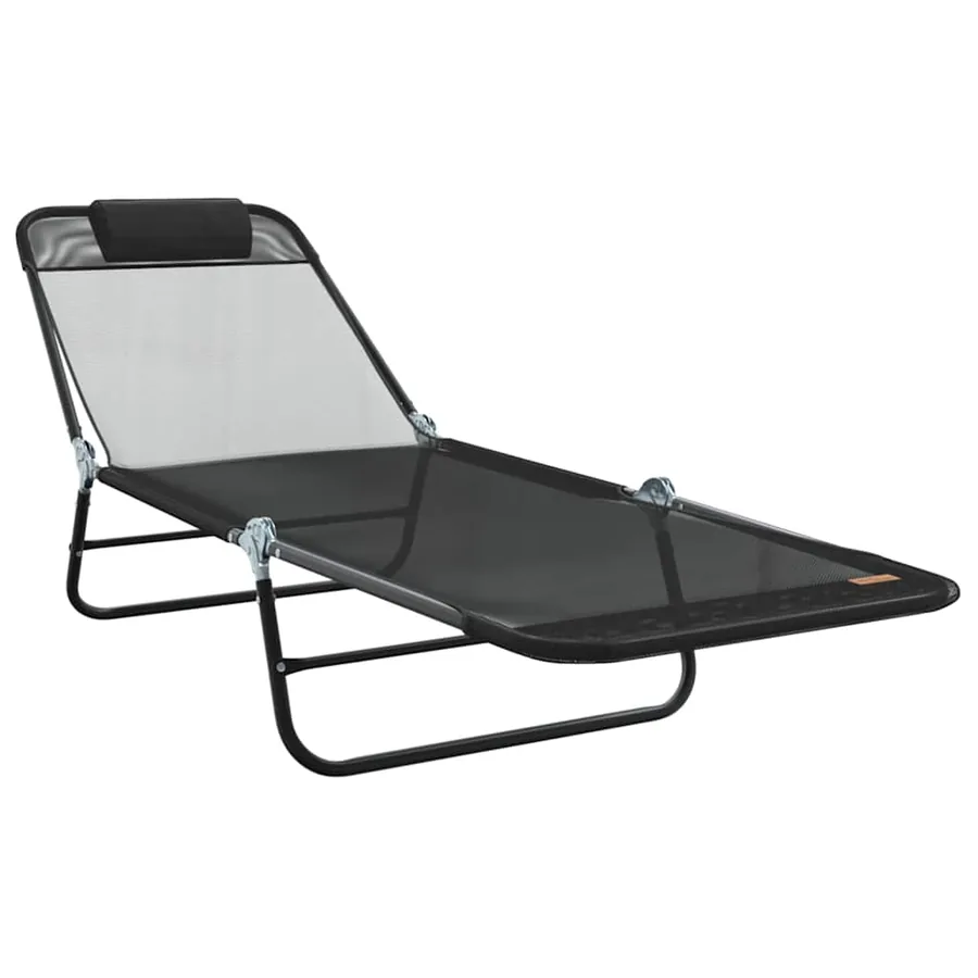 Chaise longue pliante Noir 182 x 55 x 85,5 cm Textilène - 2
