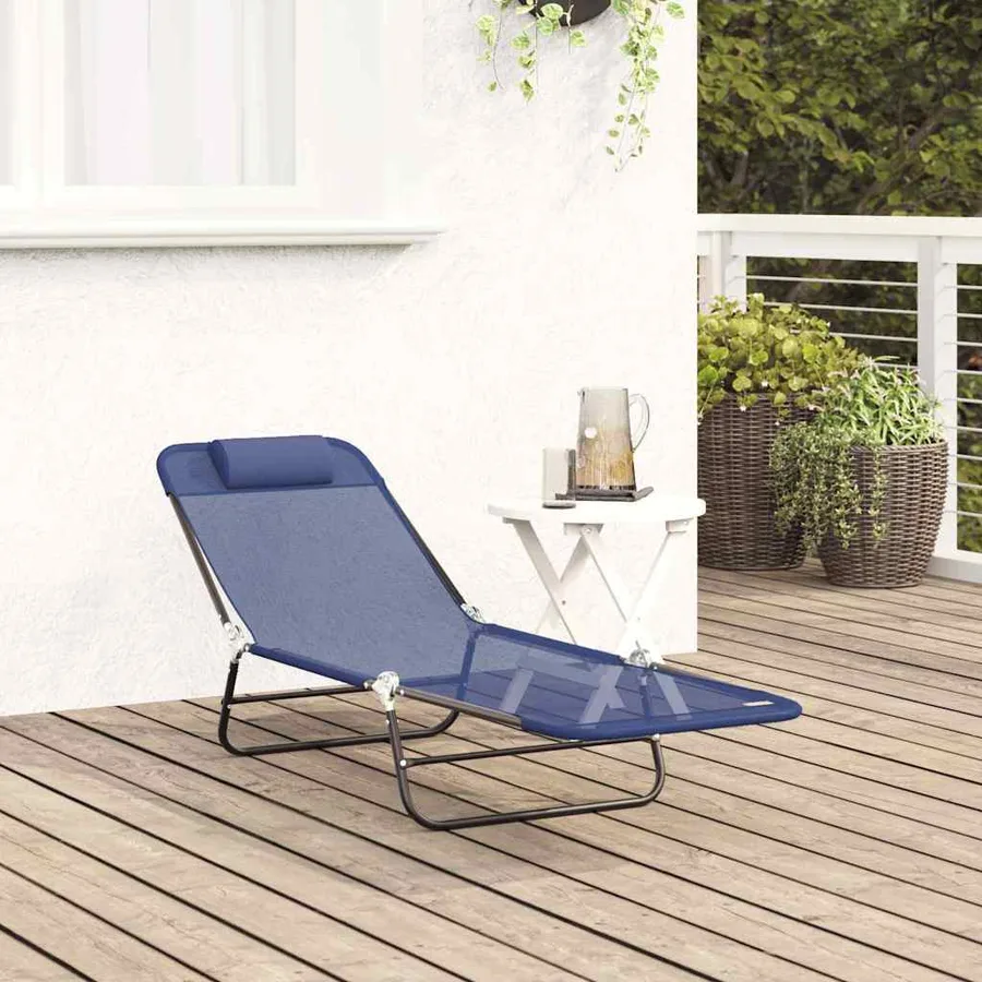 Chaise longue pliante Noir 182 x 55 x 85,5 cm Textilène - 25