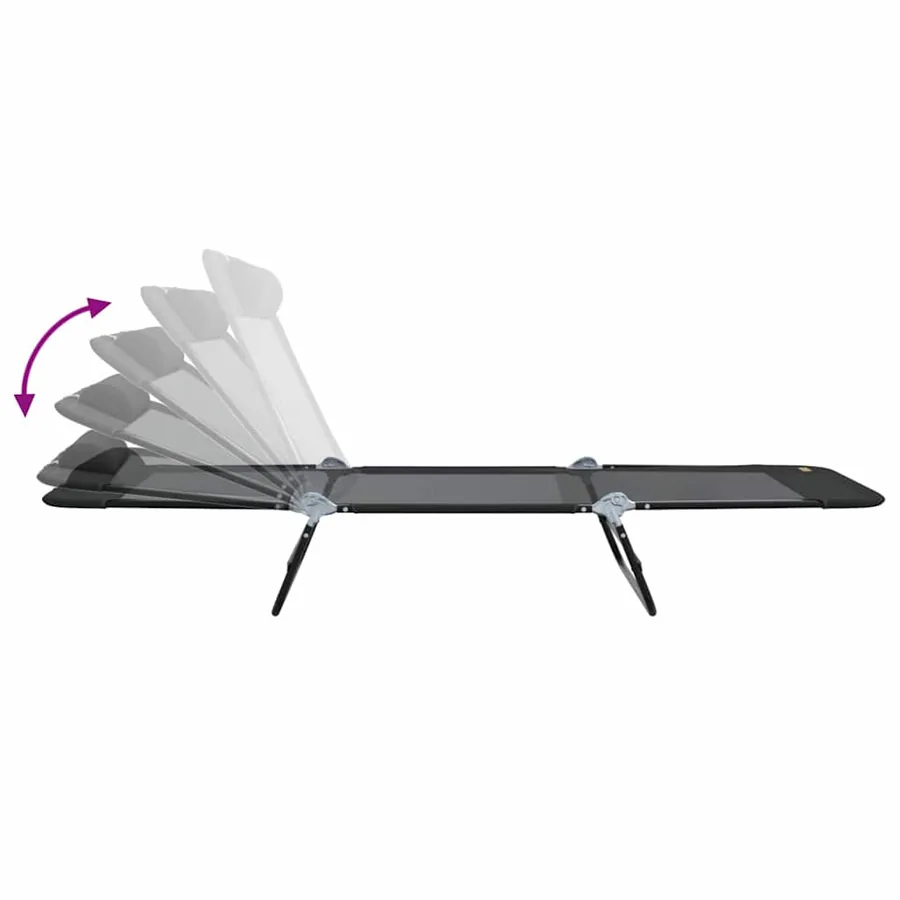 Chaise longue pliante Noir 182 x 55 x 85,5 cm Textilène - 9