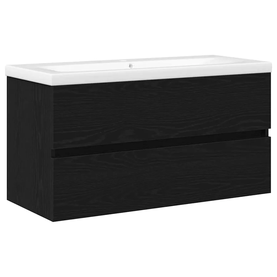 Meuble de Lavabo de Salle de Bain Chêne noir 90 x 39 x 62 cm - 2