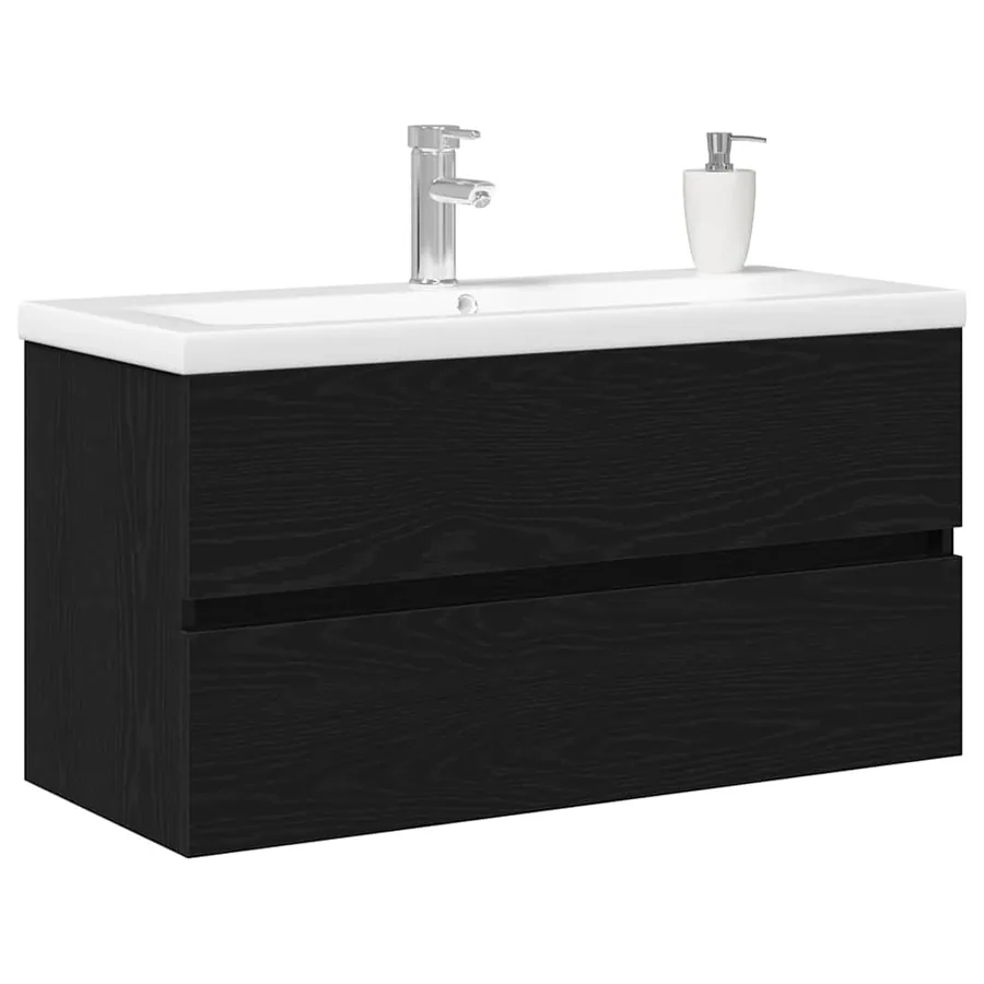 Meuble de Lavabo de Salle de Bain Chêne noir 90 x 39 x 62 cm - 3