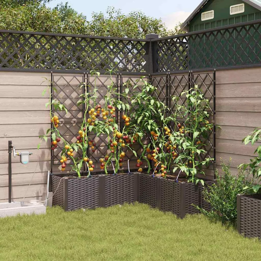 Cache-pot de jardin 5 pc Marron 120 x 120 x 142 cm PP