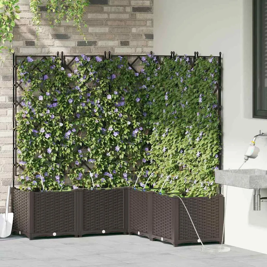Cache-pot de jardin 5 pc Marron 120 x 120 x 142 cm PP - 3