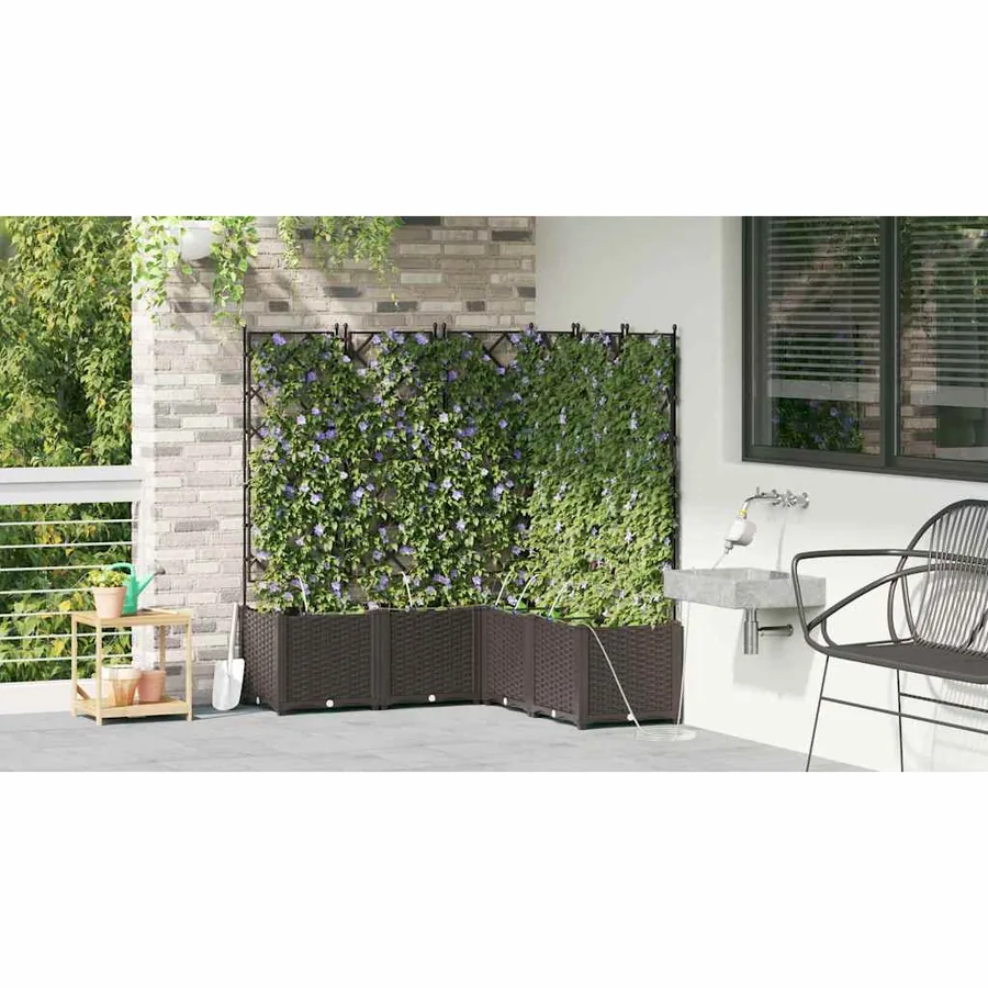 Cache-pot de jardin 5 pc Marron 120 x 120 x 142 cm PP - 4