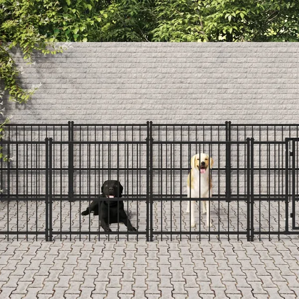 Chenil d'extérieur pour chiens Acier 18,77 m²