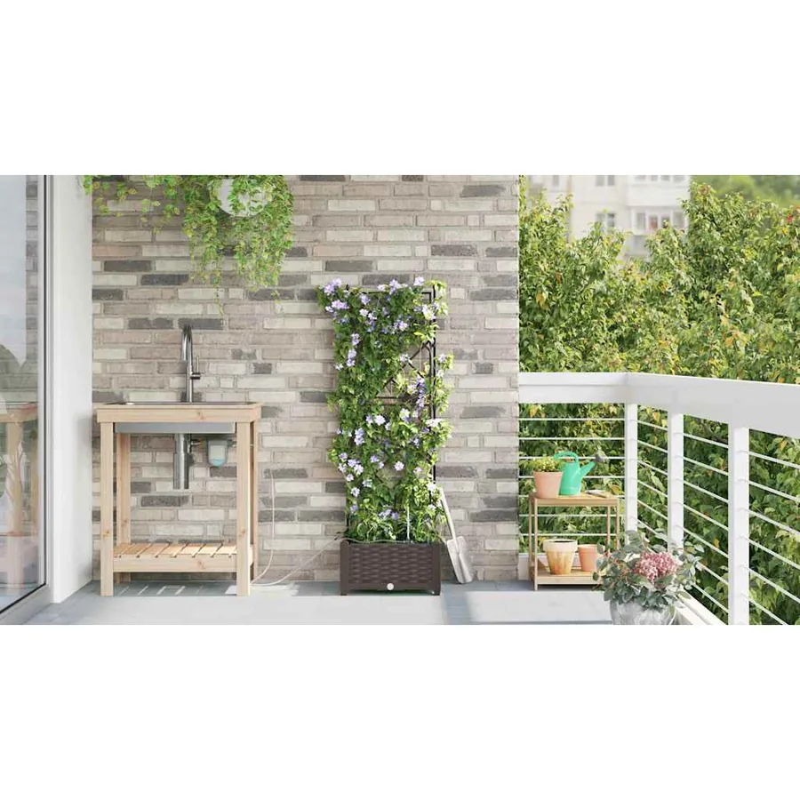 Cache-pot de jardin Marron 40 x 40 x 126 cm PP - 4
