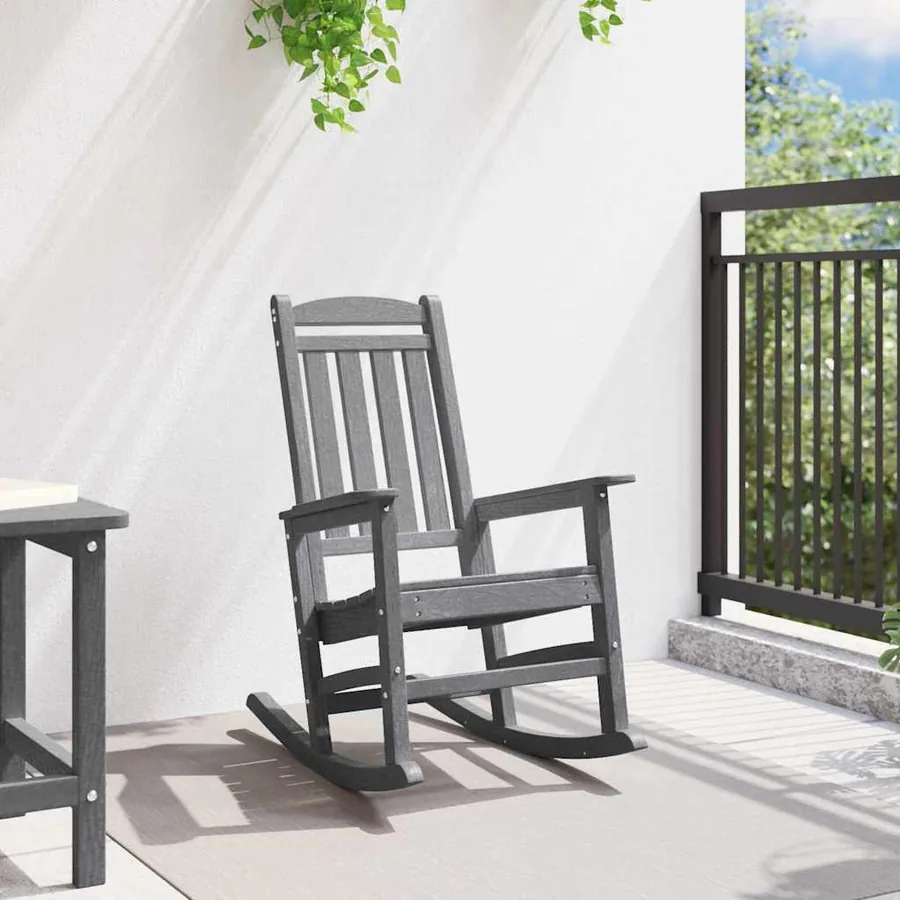 Chaise Berçante de Jardin Gris clair 92 x 70 x 108 cm HDPE - 3
