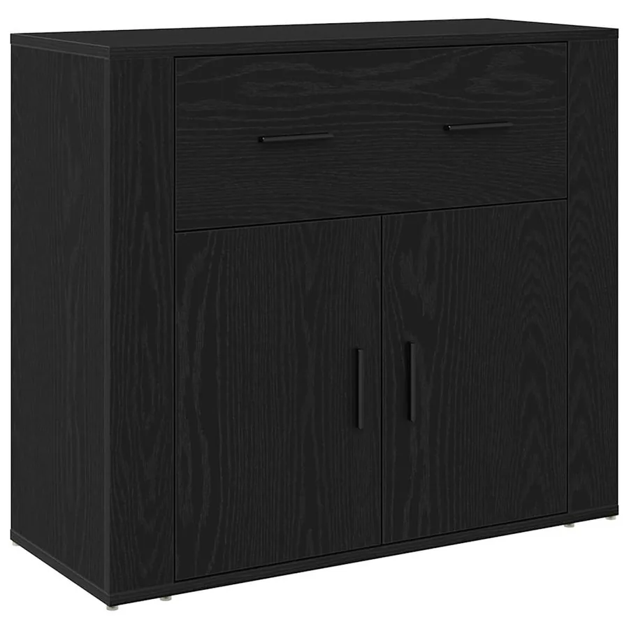 Buffet avec tiroir Chêne noir 80 x 33 x 70 cm Bois d'ingénierie - 2
