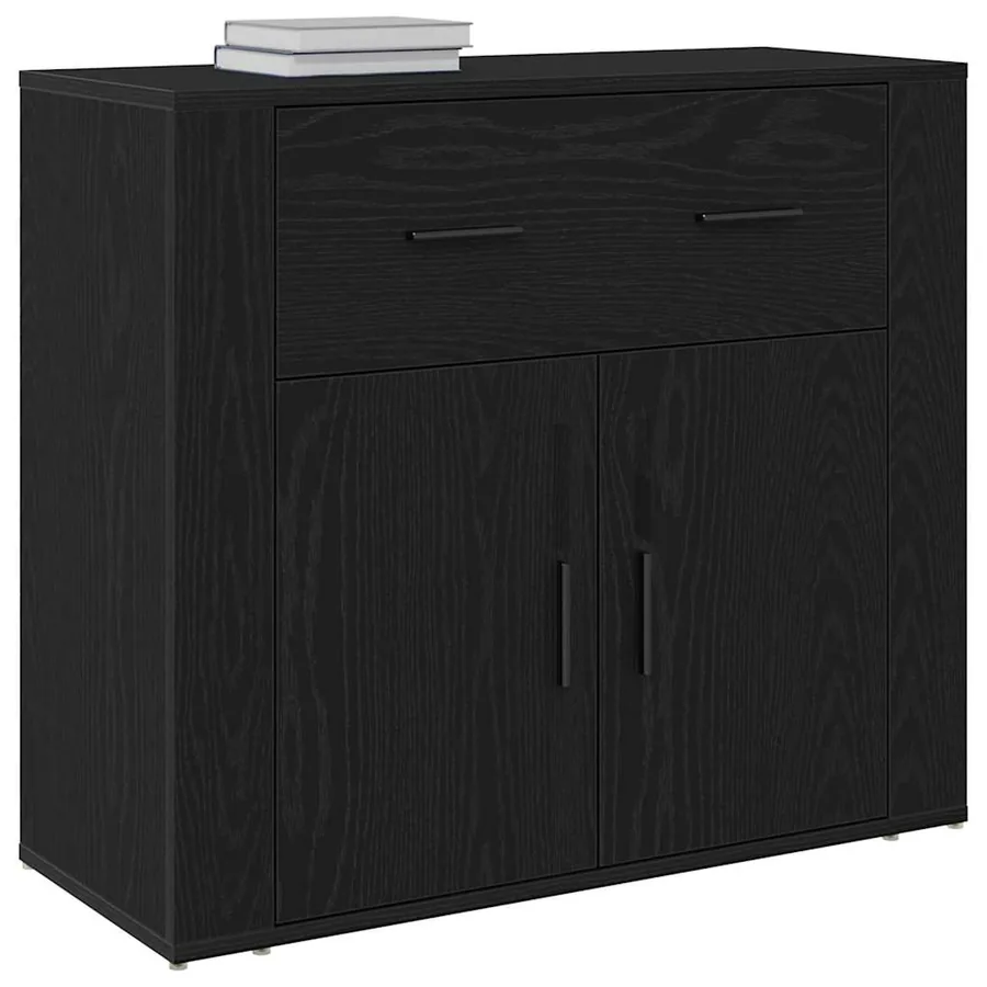 Buffet avec tiroir Chêne noir 80 x 33 x 70 cm Bois d'ingénierie - 3