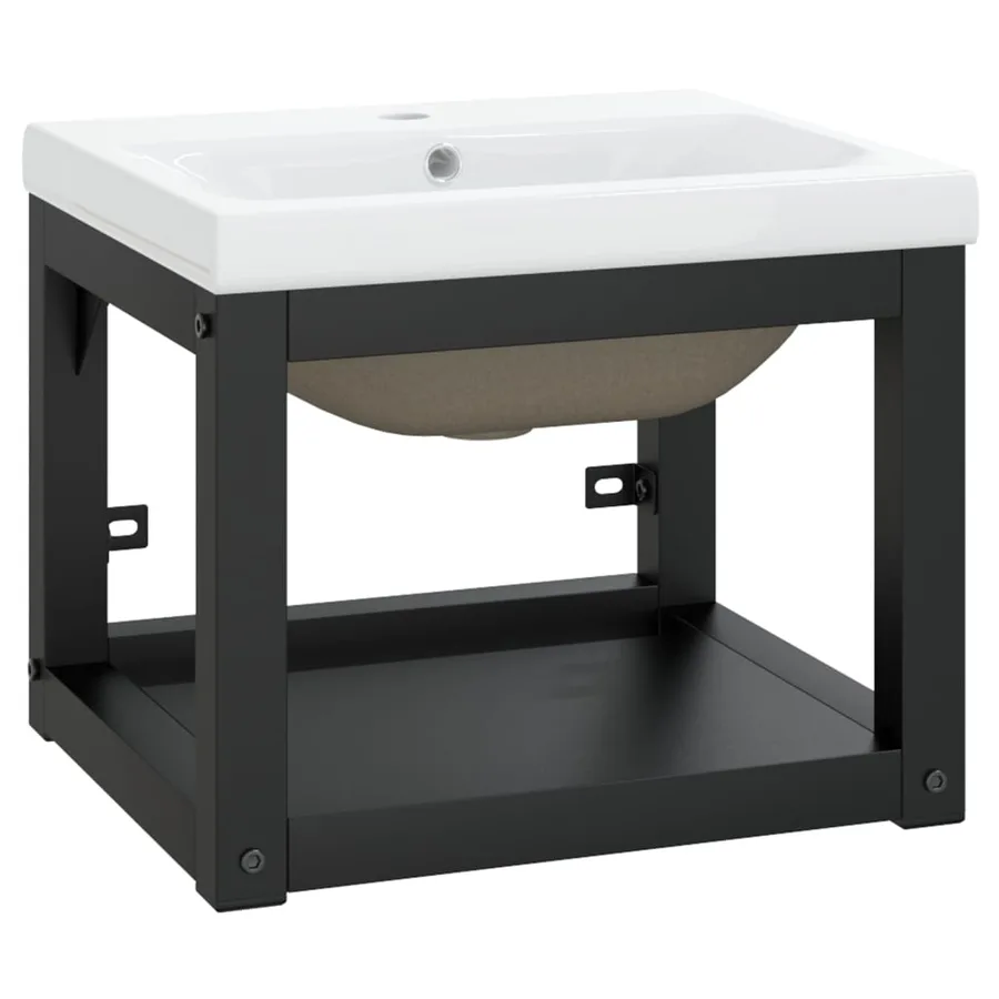 Cadre de lavabo de salle de bain vasque à encastrer Noir Fer - 2