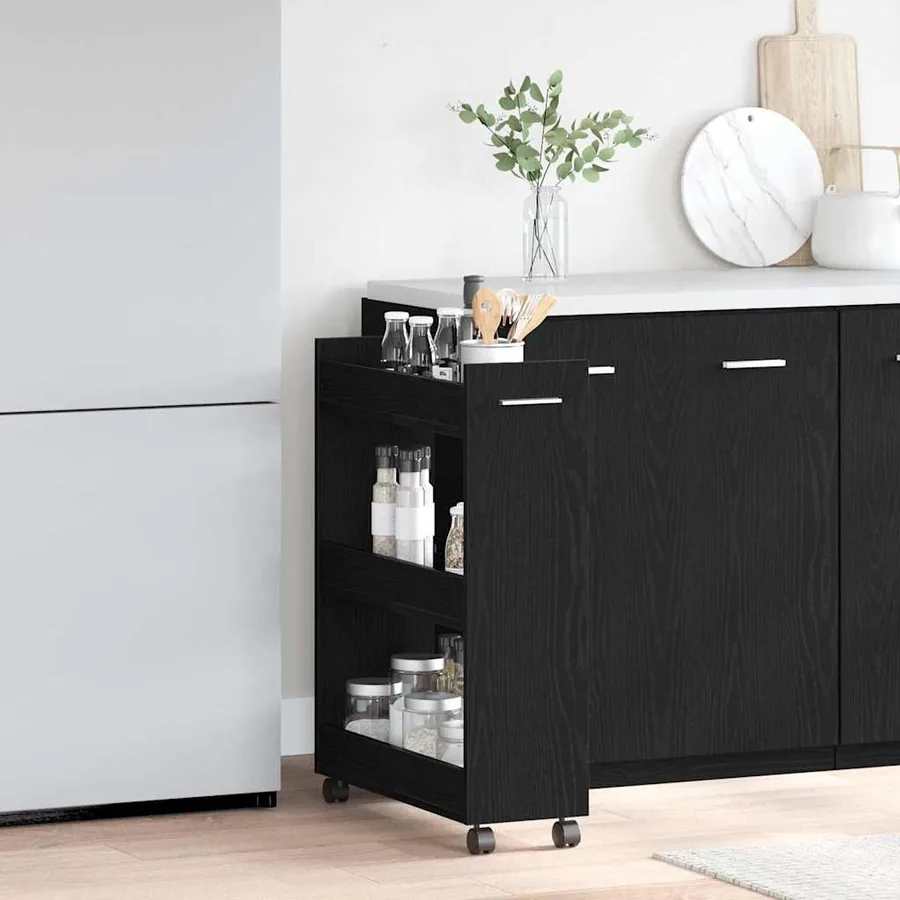 Armoire avec roue Chêne noir 60 x 22 x 79 cm - 4