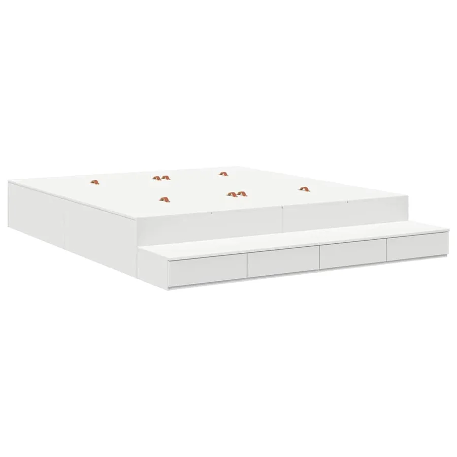 Cadre de lit avec rangement Blanc 200 cm Bois d'ingénierie - 2
